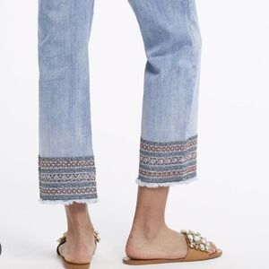Tribal Clothing Co The Blue Audrey Straight Crop Jeans Embroidrey Womens Size 6